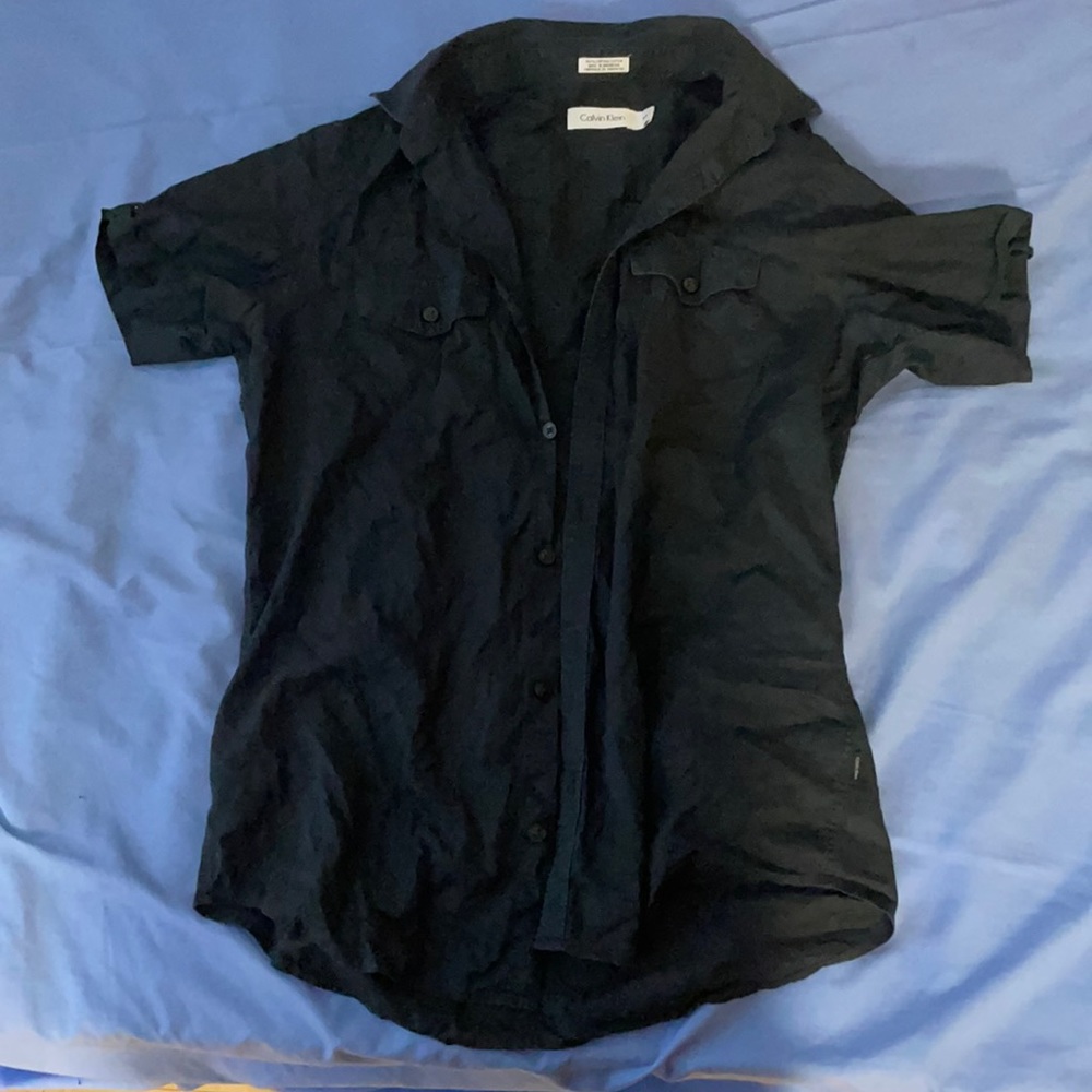 Calvin Klein black button up tee